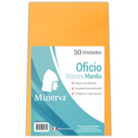 Sobres Manila Oficio Minerva paq x50 un