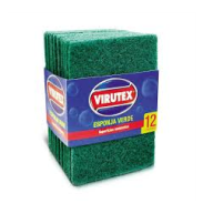 Esponja Virutex fibra verde 10x14cm. - Paquete 12 unidades